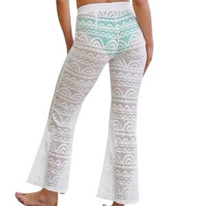 NWT CUPSHE Vanessa Lace Flare High Waist Coverup Pants Size Large